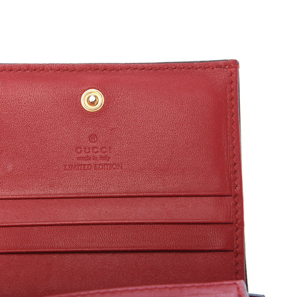 Gucci GG Supreme Monogram Bosco Patch Card Case Wallet Beige Malva Hibiscus Red 6 of 9