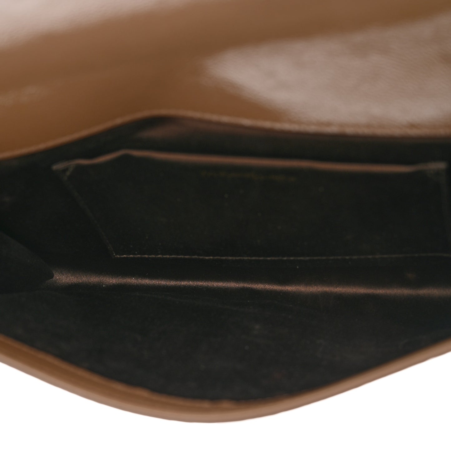 Textured Patent Calfskin Monogram Large Belle De Jour Clutch Brown