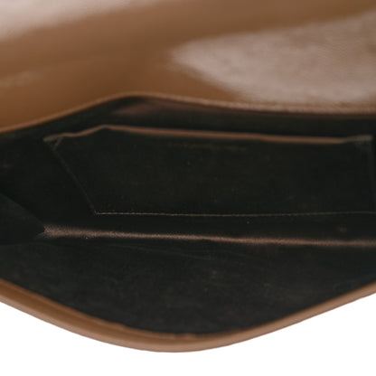 Saint Laurent Textured Patent Calfskin Monogram Large Belle De Jour Clutch Brown 5 of 15