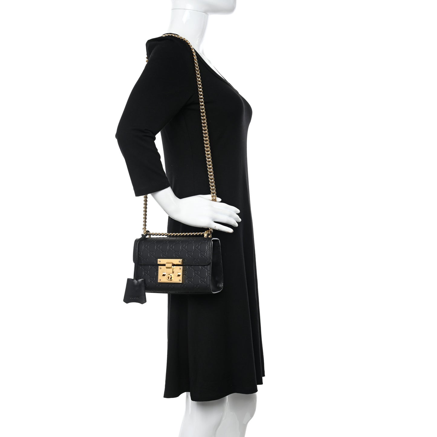 Guccissima Small Padlock Shoulder Bag Black