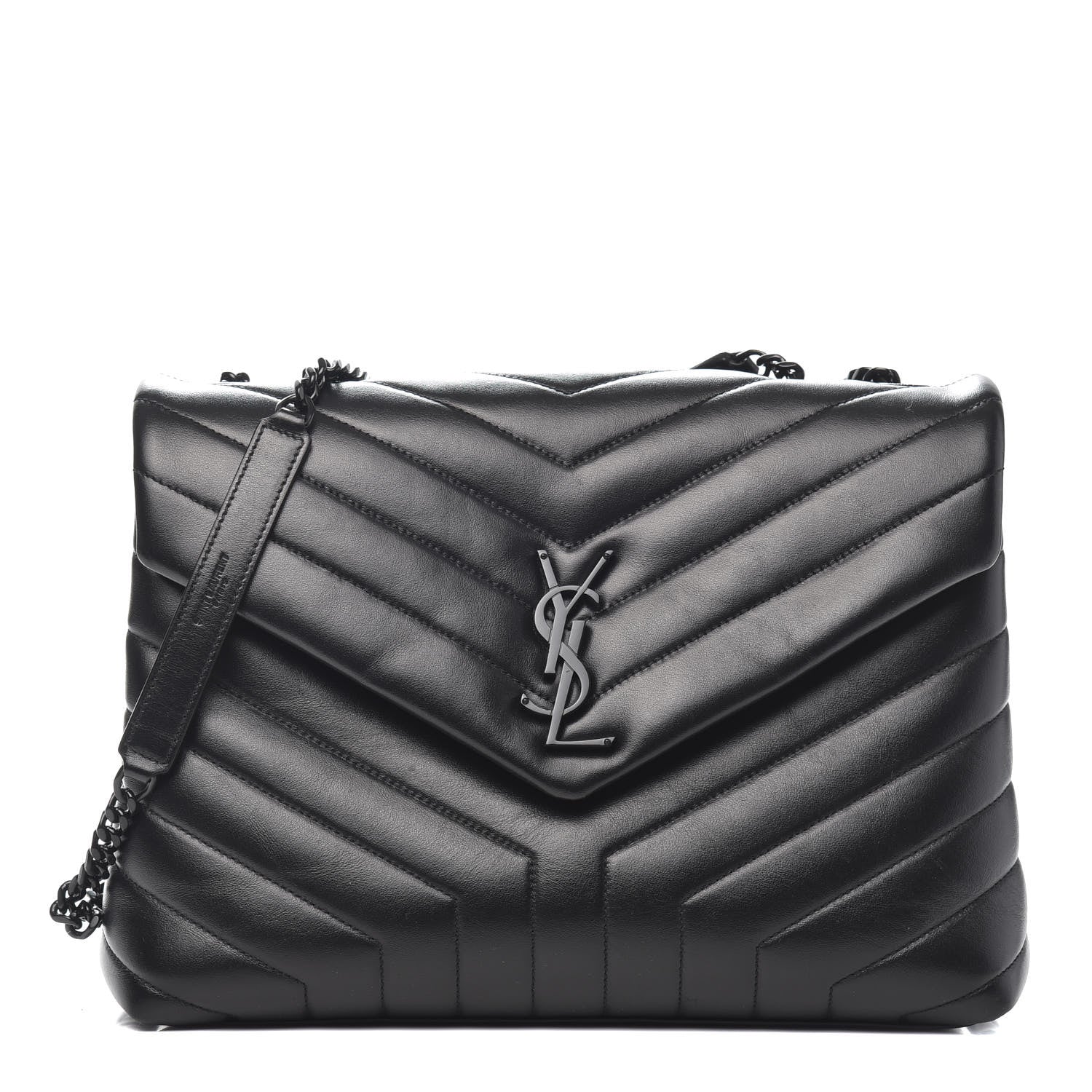 Saint Laurent Calfskin Y Quilted Monogram Medium Loulou Chain Satchel Black 1 of 12