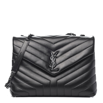 Saint Laurent Calfskin Y Quilted Monogram Medium Loulou Chain Satchel Black 1 of 12