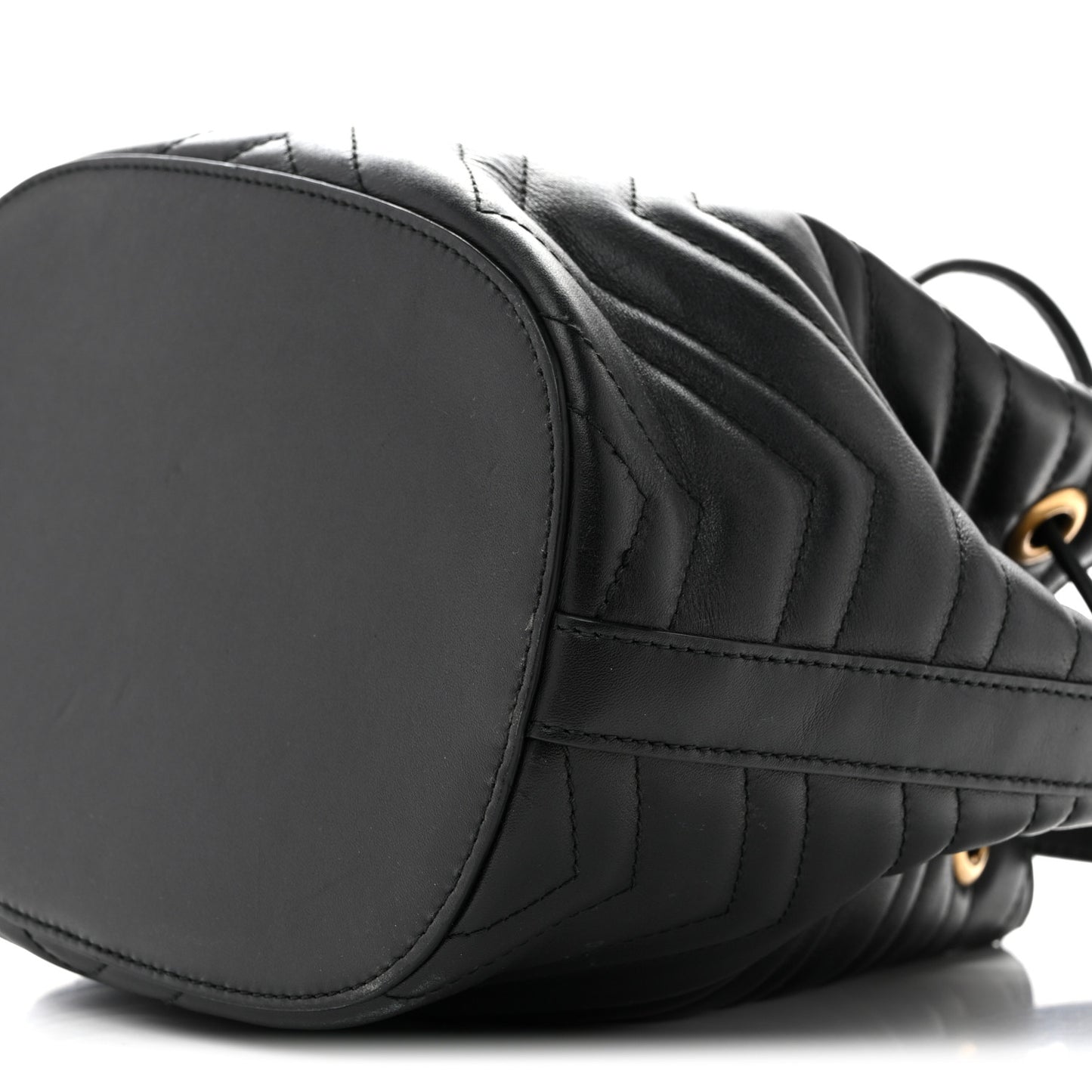 Calfskin Matelasse Sylvie Web GG Marmont Bucket Bag Black