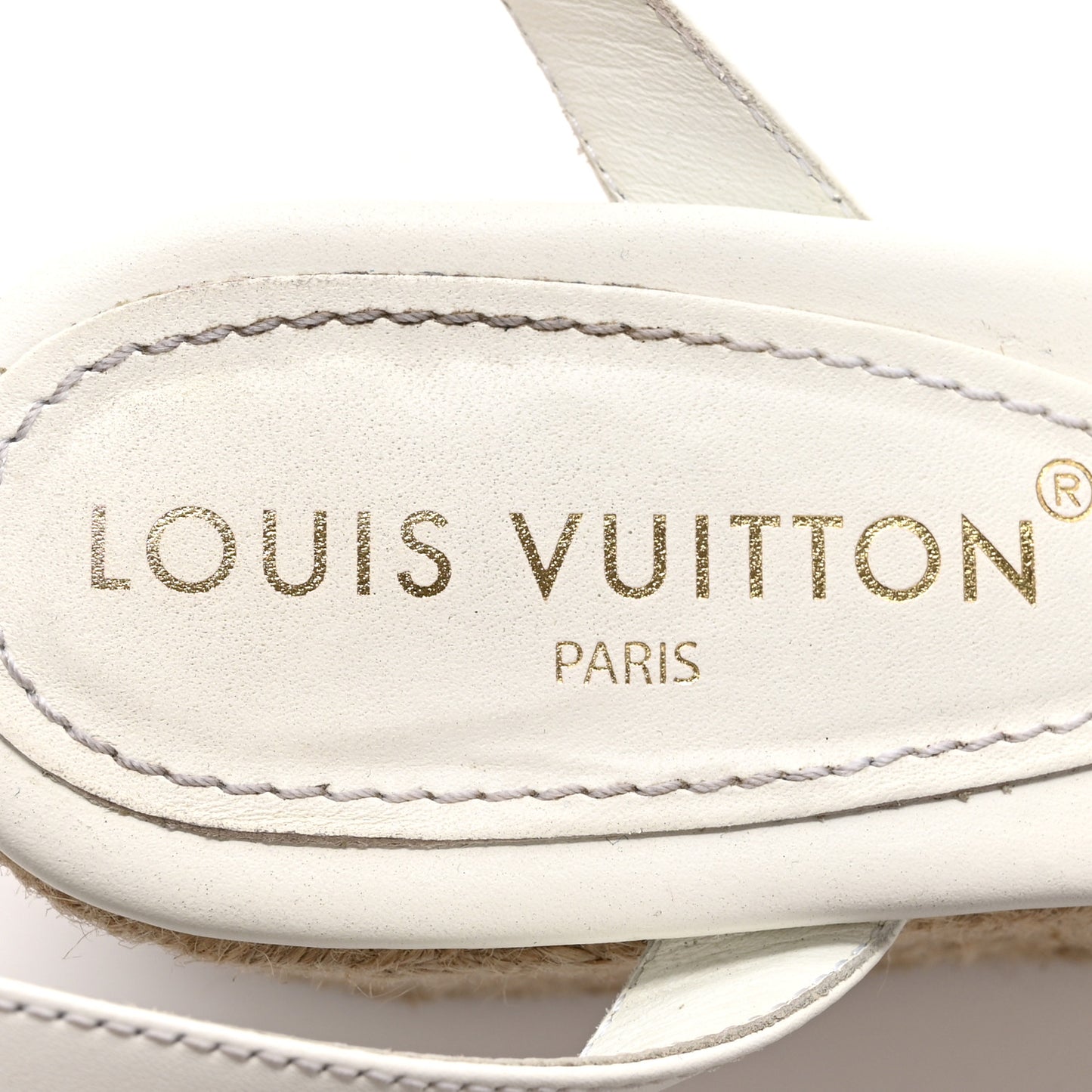 Calfskin LV Isola Espadrille Wedge Sandals 38 White