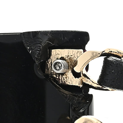 Chanel Metal Resin Lambskin Quilted CC Turnlock Chain Bag Hoop Earrings Black Gold 5 of 5
