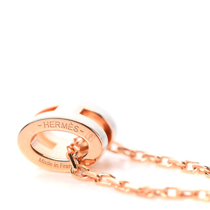 Hermes Lacquered Rose Gold Mini Pop H Pendant Necklace White 6 of 7