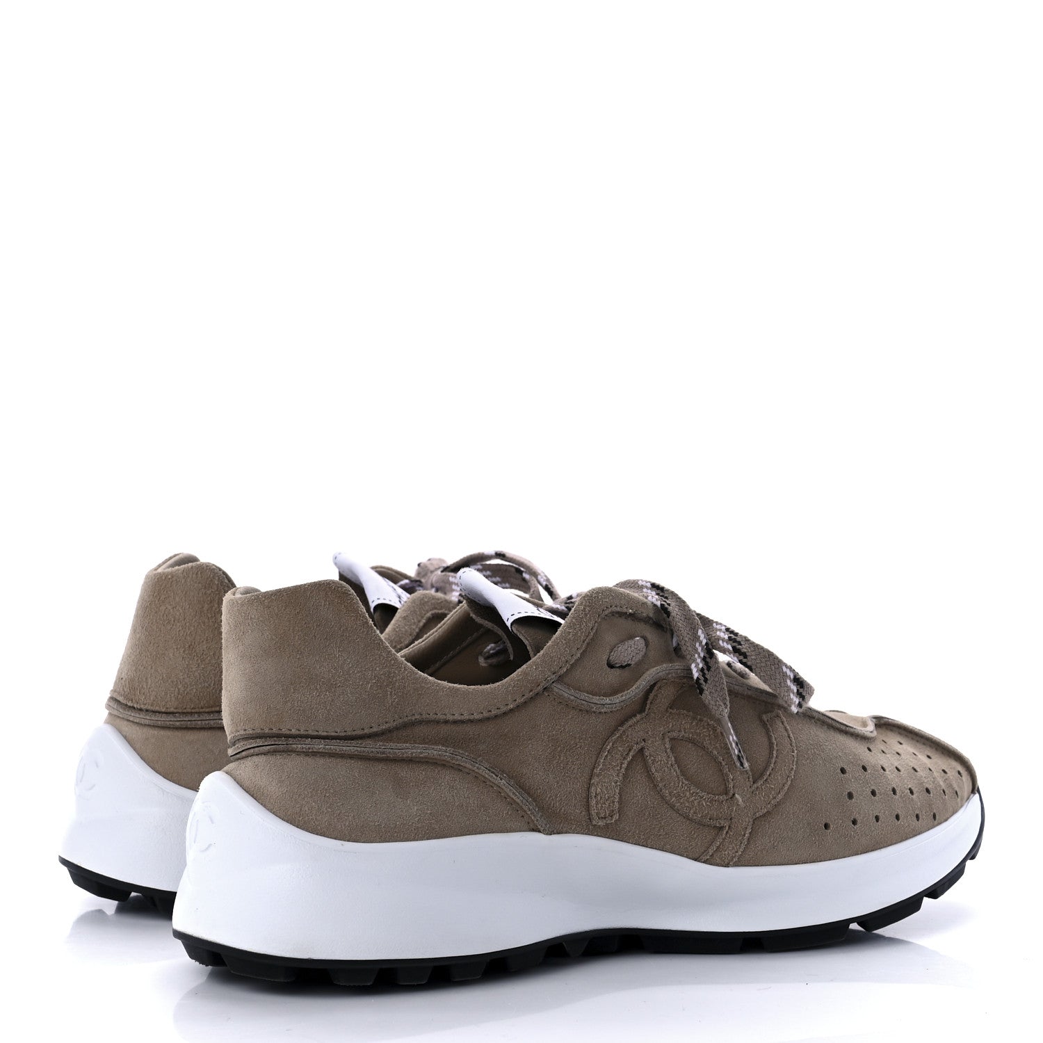 Chanel Suede Goatskin CC Sneakers 39.5 Dark Beige 4 of 9