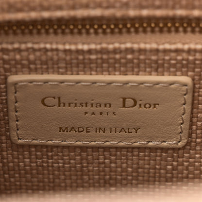 Christian Dior Raffia Woven Cannage Embroidered Medium Lady D-Lite Natural Black 6 of 10