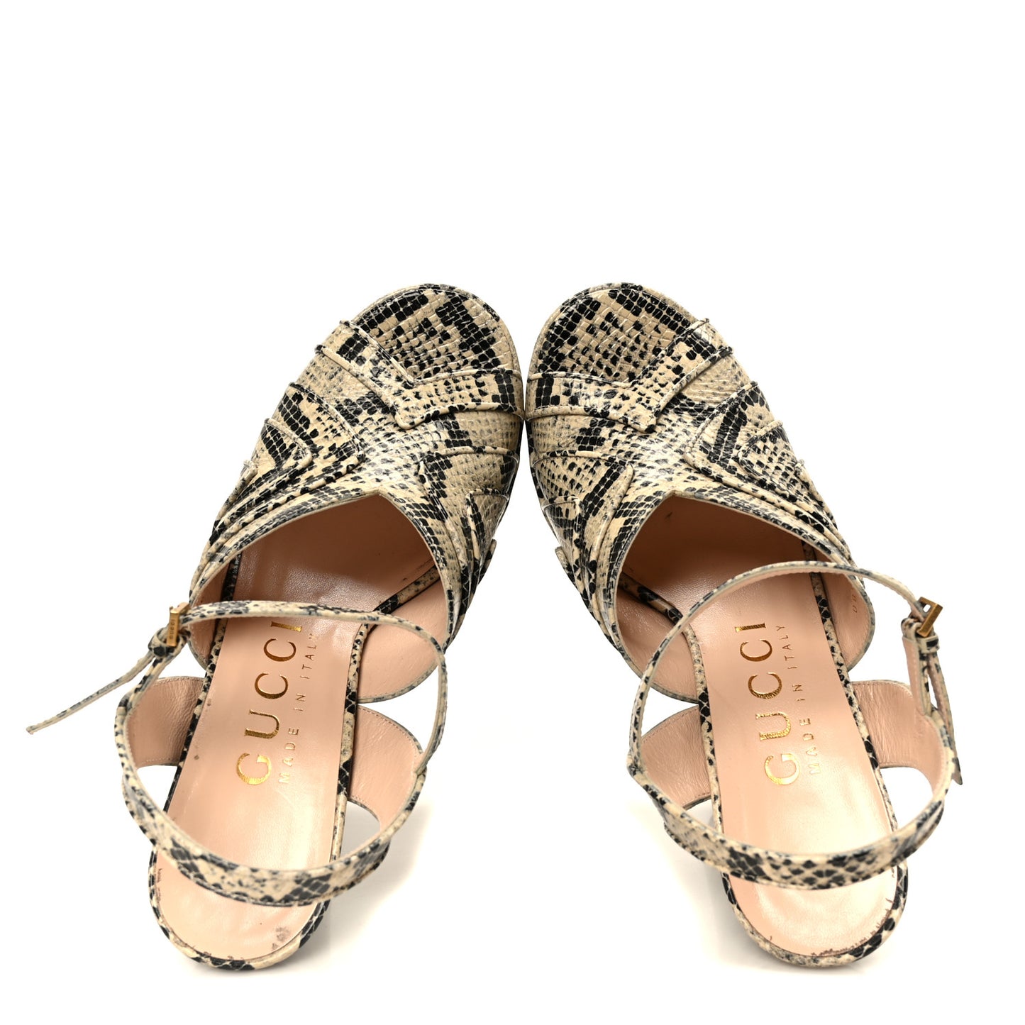 Calfskin Python Print Keyla Platform Slingback Sandals 37.5 Beige Avana