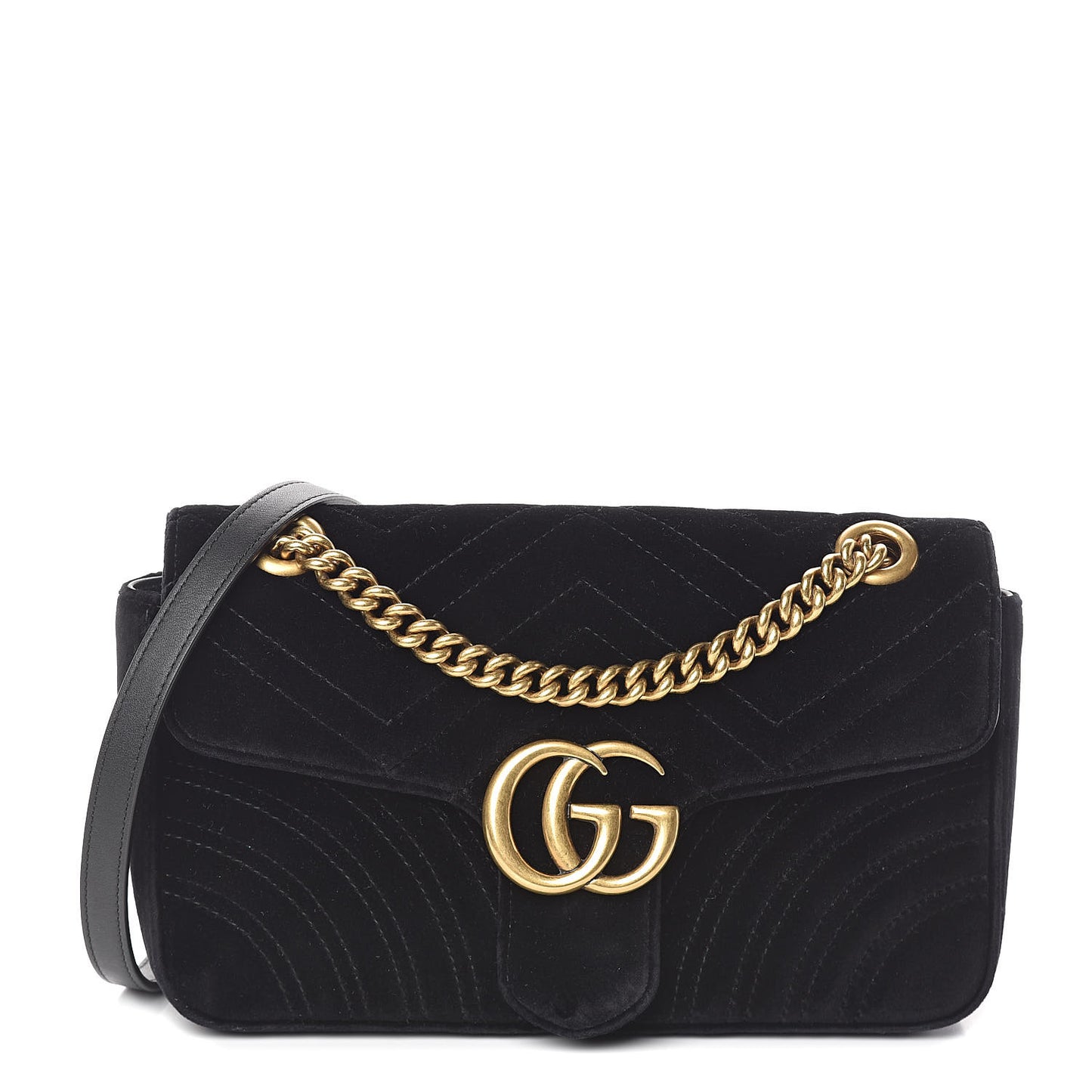 Velvet Matelasse Small GG Marmont Shoulder Bag Black
