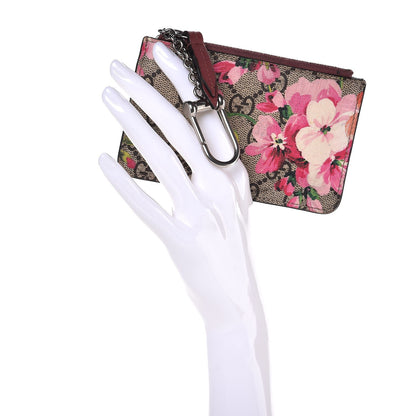 Gucci GG Supreme Monogram Blooms Key Ring Coin Case Beige Multicolor Dry Rose 2 of 9