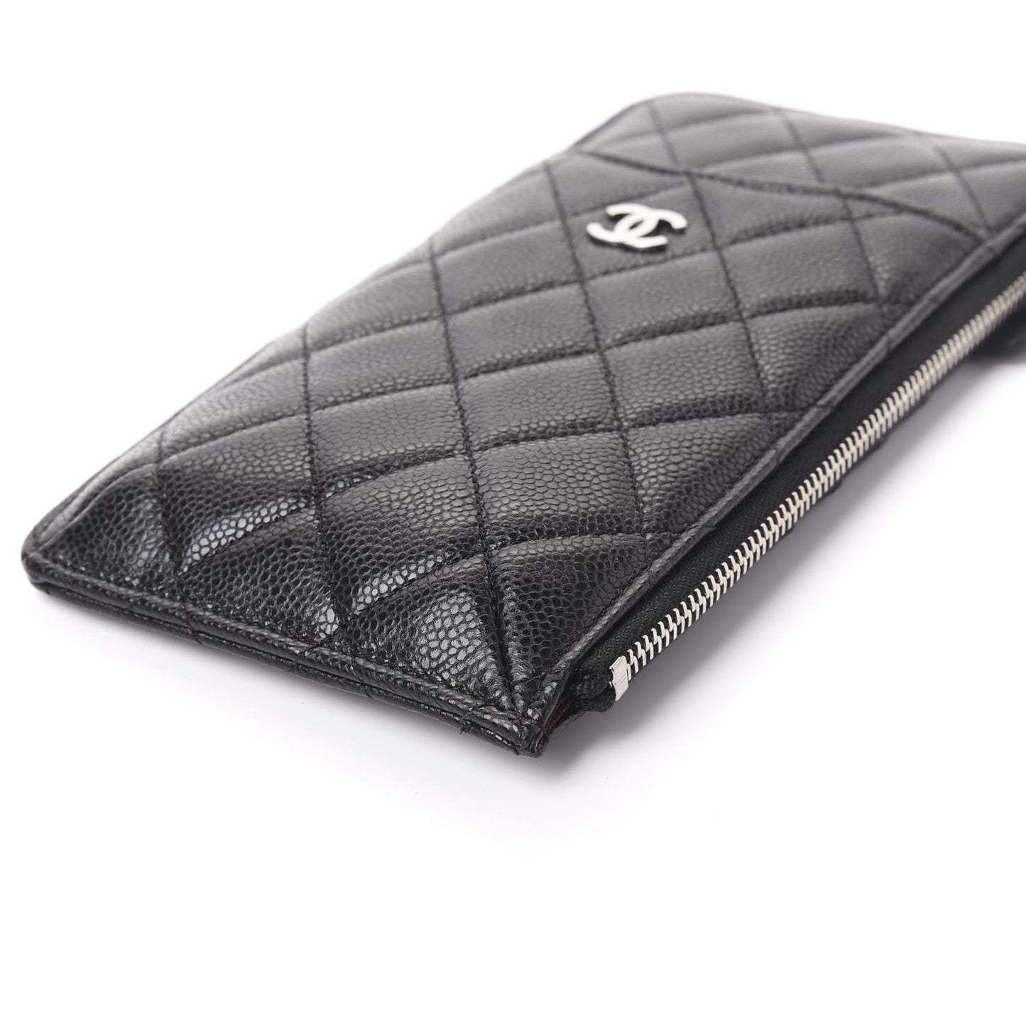 Caviar Quilted Classic Flat Wallet Pouch Black