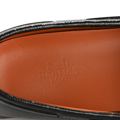 Hermes Patent Epsom Womens Irving Driving Moccasin Loafers 37 Black 17 of 22