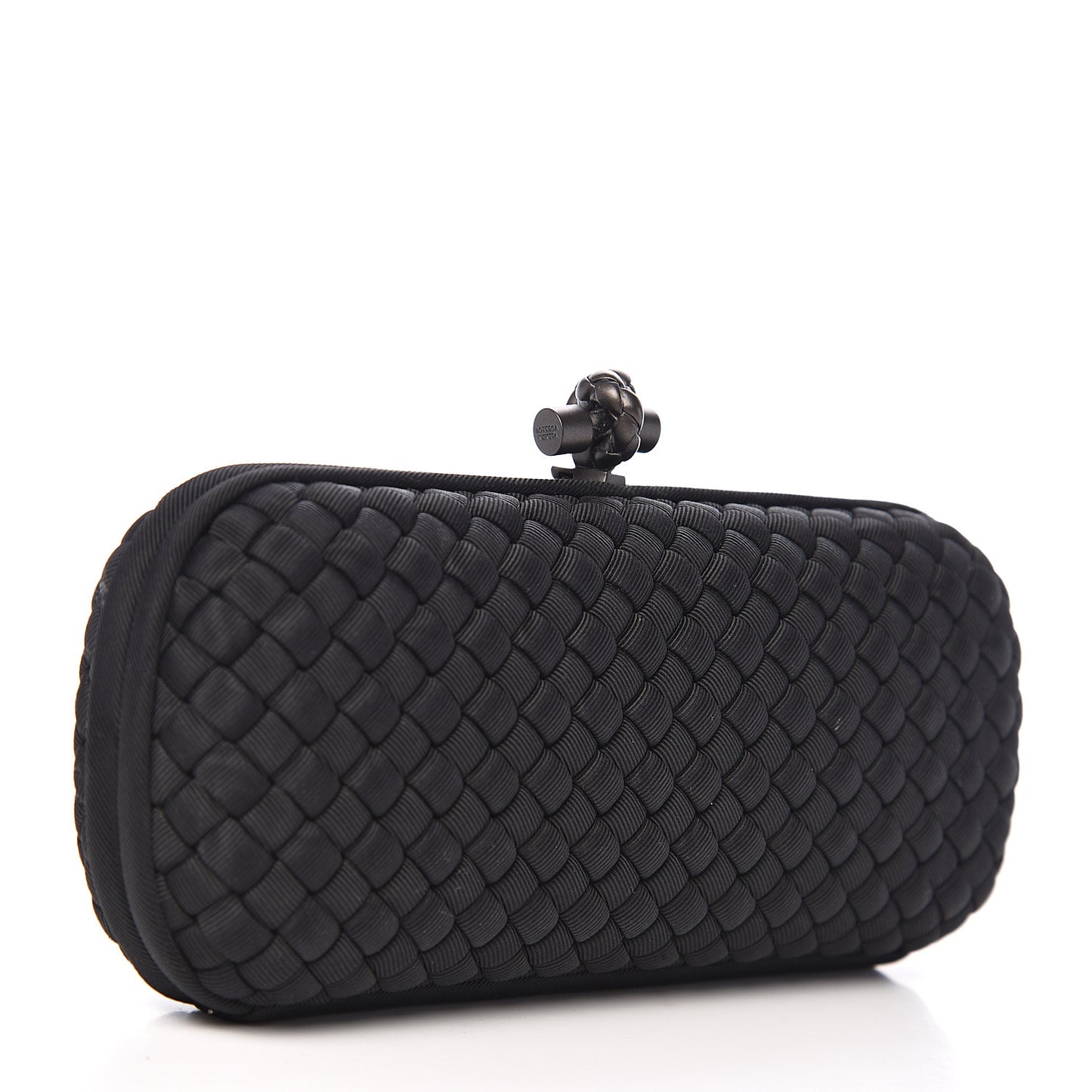 Silk Faille Intrecciato Knot Clutch Black