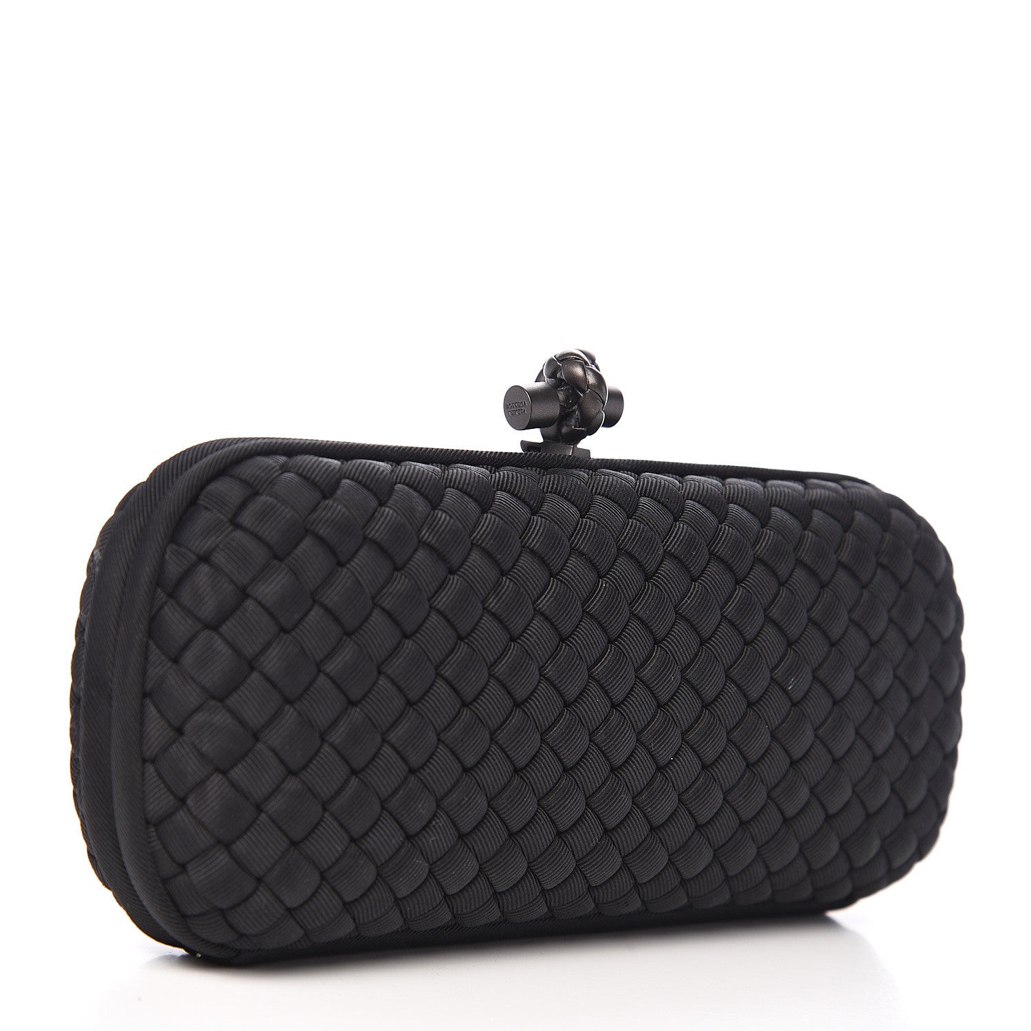 Bottega Veneta Silk Faille Intrecciato Knot Clutch Black 2 of 8