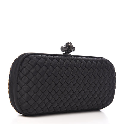 Bottega Veneta Silk Faille Intrecciato Knot Clutch Black 2 of 8