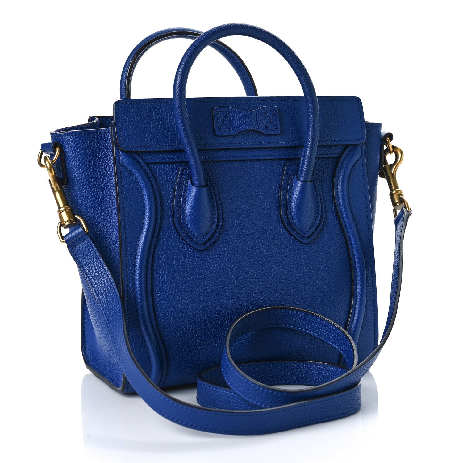 Celine Drummed Calfskin Nano Luggage Indigo 2 of 12