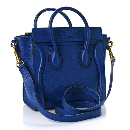 Celine Drummed Calfskin Nano Luggage Indigo 2 of 12