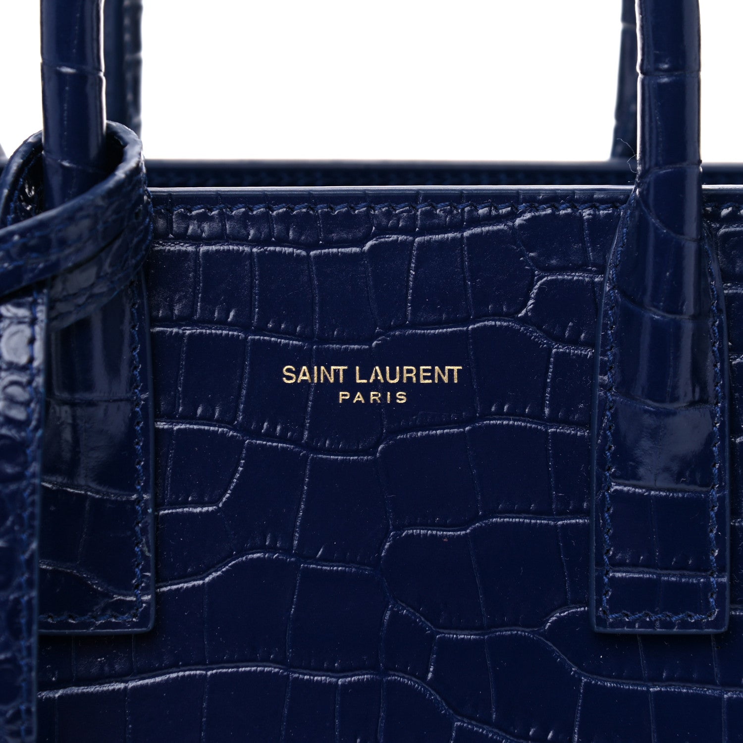 Saint Laurent Calfskin Crocodile Embossed Nano Sac De Jour Royal Blue 10 of 11