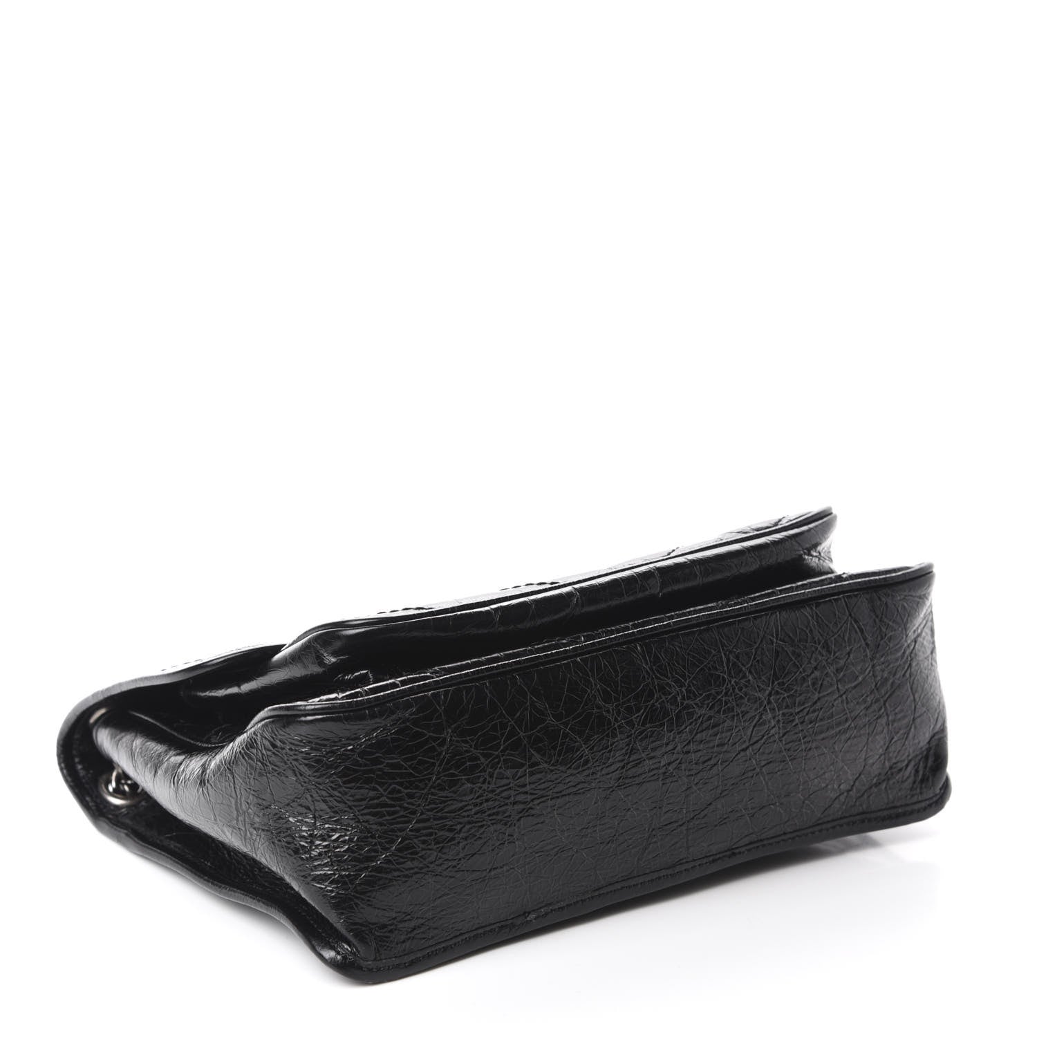 Saint Laurent Crinkled Calfskin Matelasse Monogram Baby Niki Chain Satchel Black 4 of 11