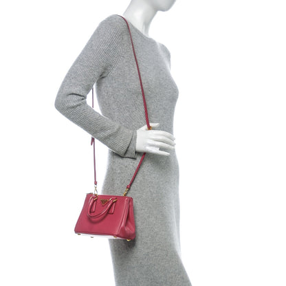 Prada Saffiano Lux Micro Galleria Double Zip Tote Peonia 2 of 7