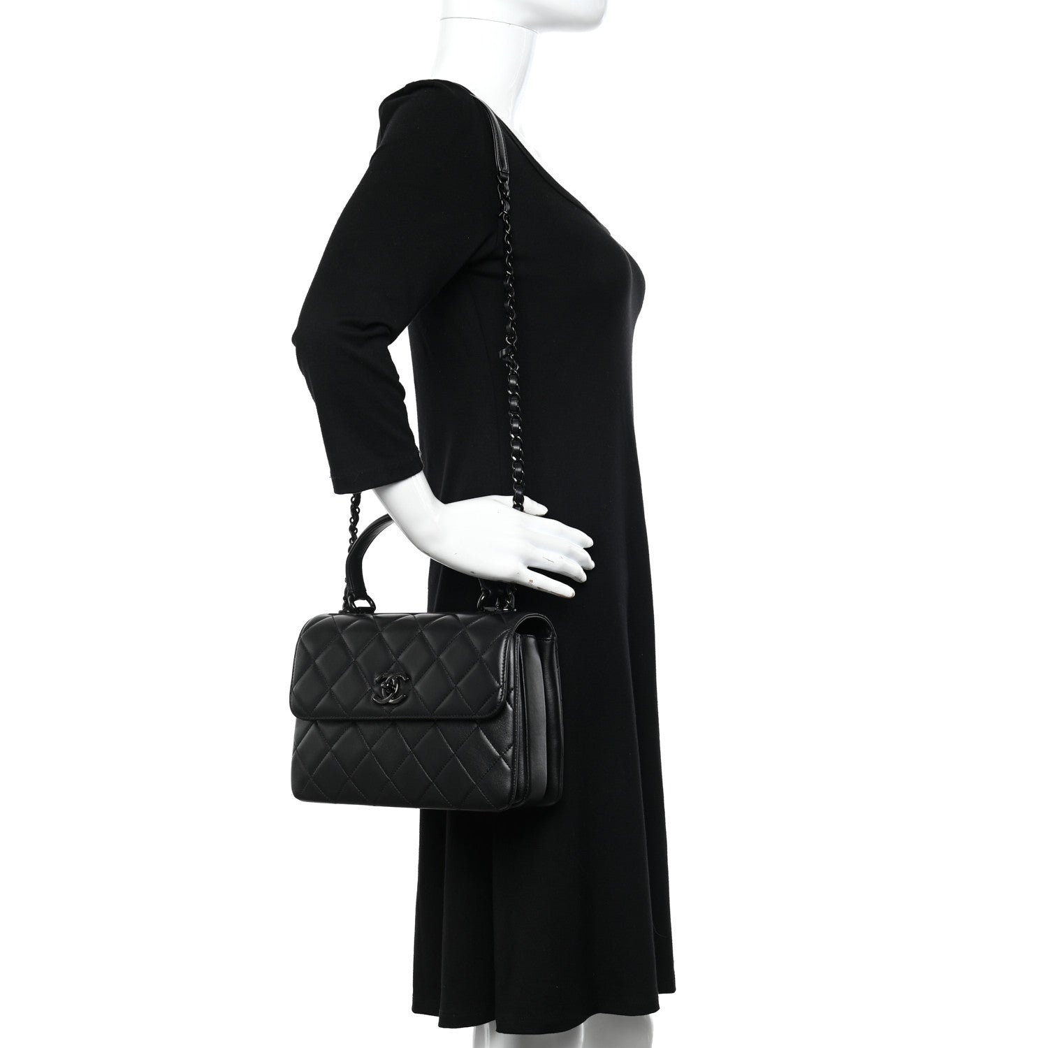 Chanel Lambskin Quilted Small Trendy CC Dual Handle Flap Bag So Black 2 of 11