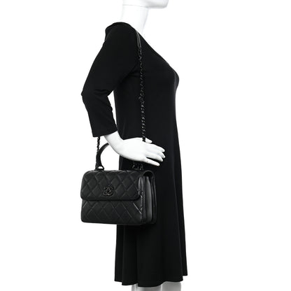 Chanel Lambskin Quilted Small Trendy CC Dual Handle Flap Bag So Black 2 of 11