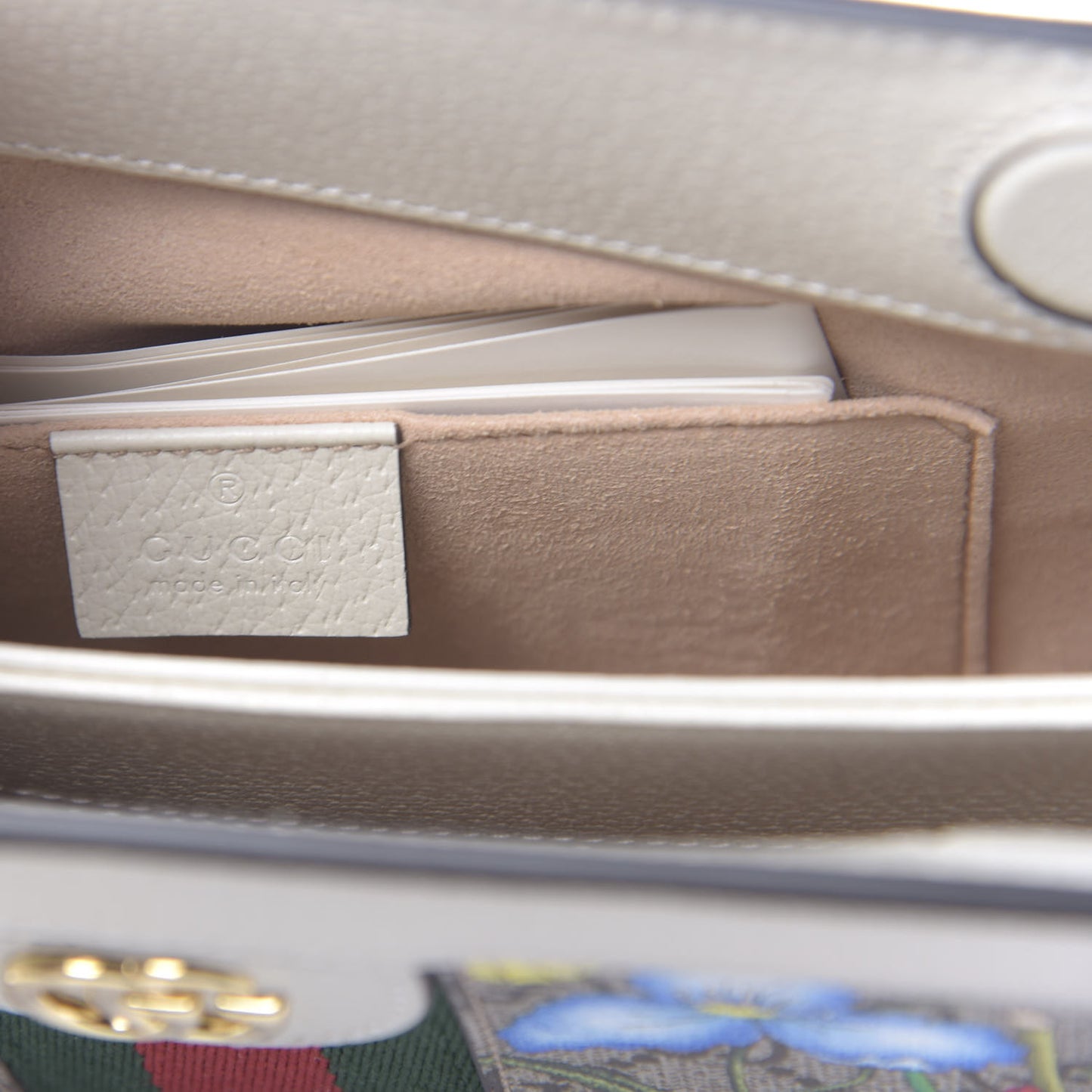 GG Supreme Monogram Flora Web Small Ophidia Chain Shoulder Bag White