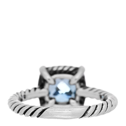 David Yurman Sterling Silver Diamond Blue Topaz 7mm Chatelaine Pave Bezel Ring 51 5.75 4 of 5