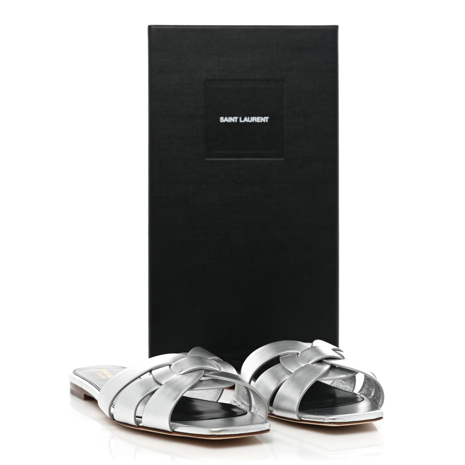 Saint Laurent Metallic Calfskin Nu Pied 05 Slide Sandals 39.5 Silver 9 of 9