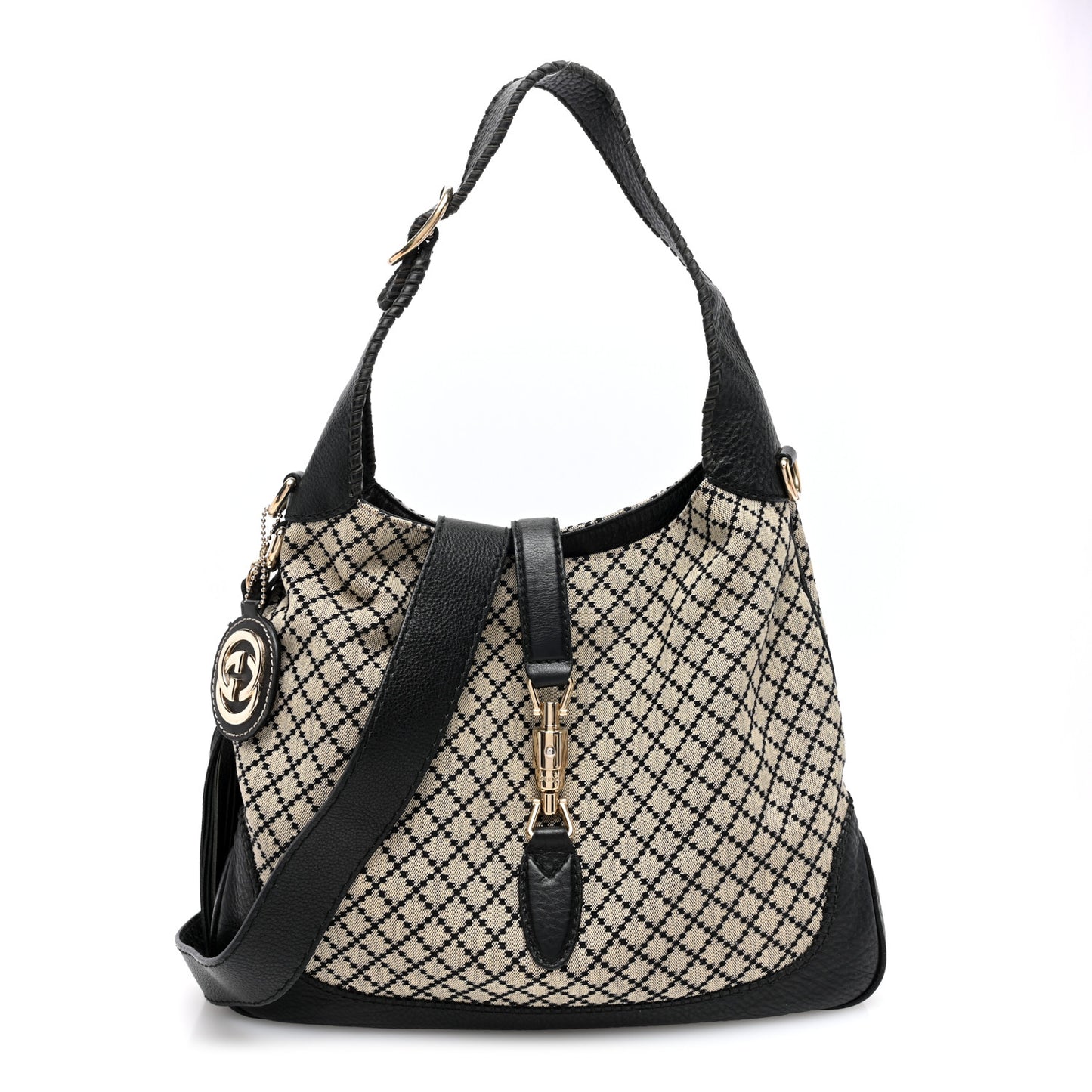 Diamante Medium New Jackie Shoulder Bag Black