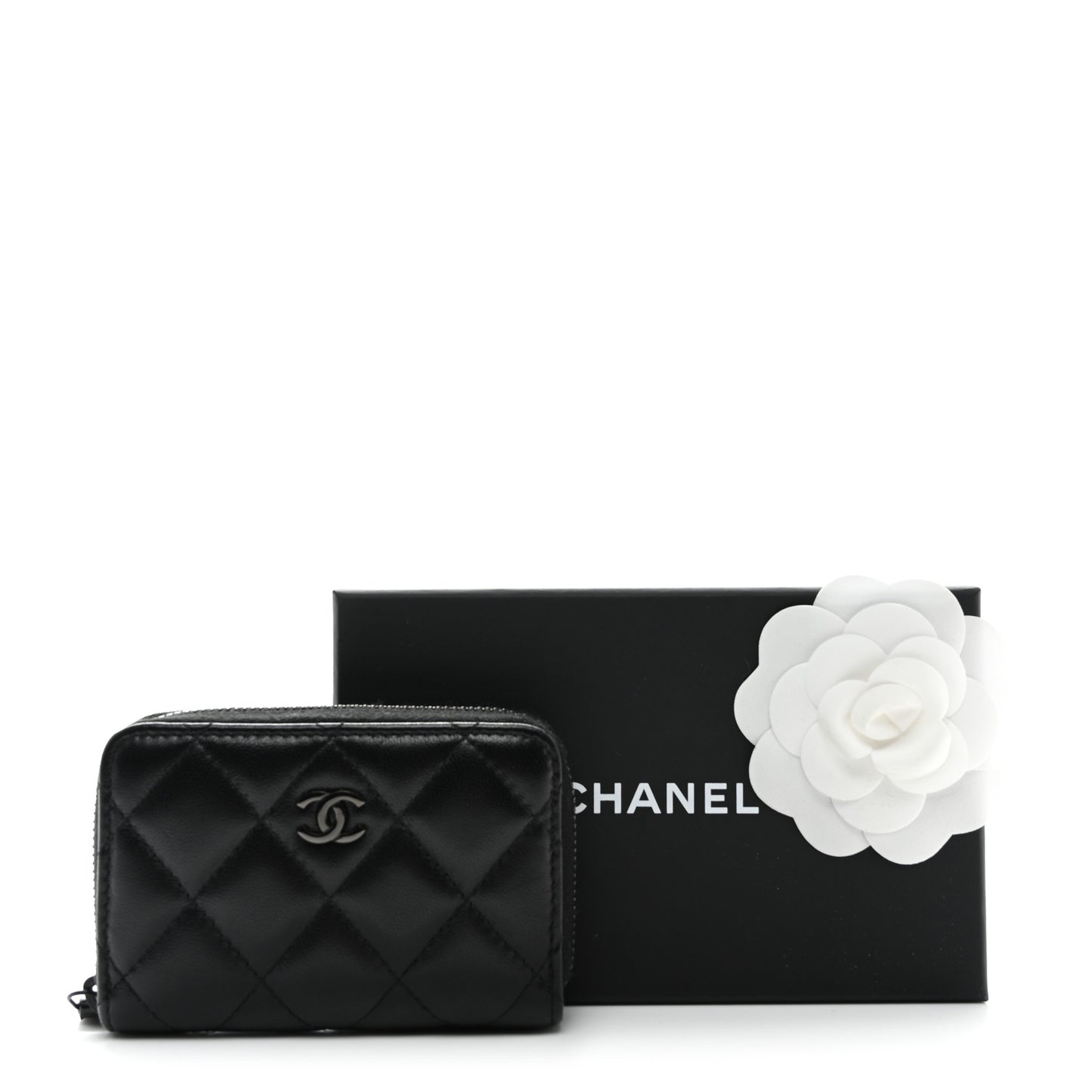 Lambskin Quilted Zip Coin Purse So Black