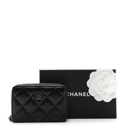 Chanel Lambskin Quilted Zip Coin Purse So Black 9 of 9