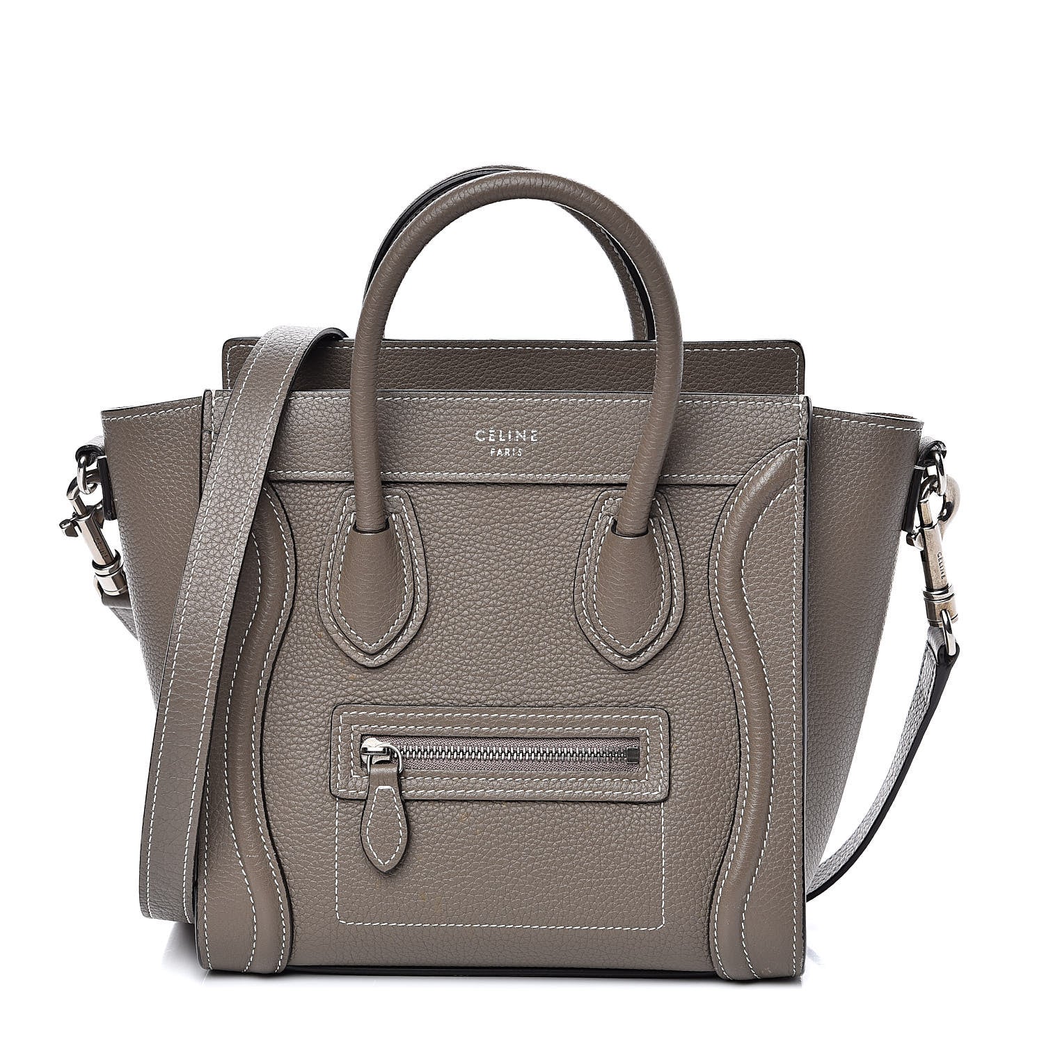 Celine Drummed Calfskin Nano Luggage Souris 1 of 12
