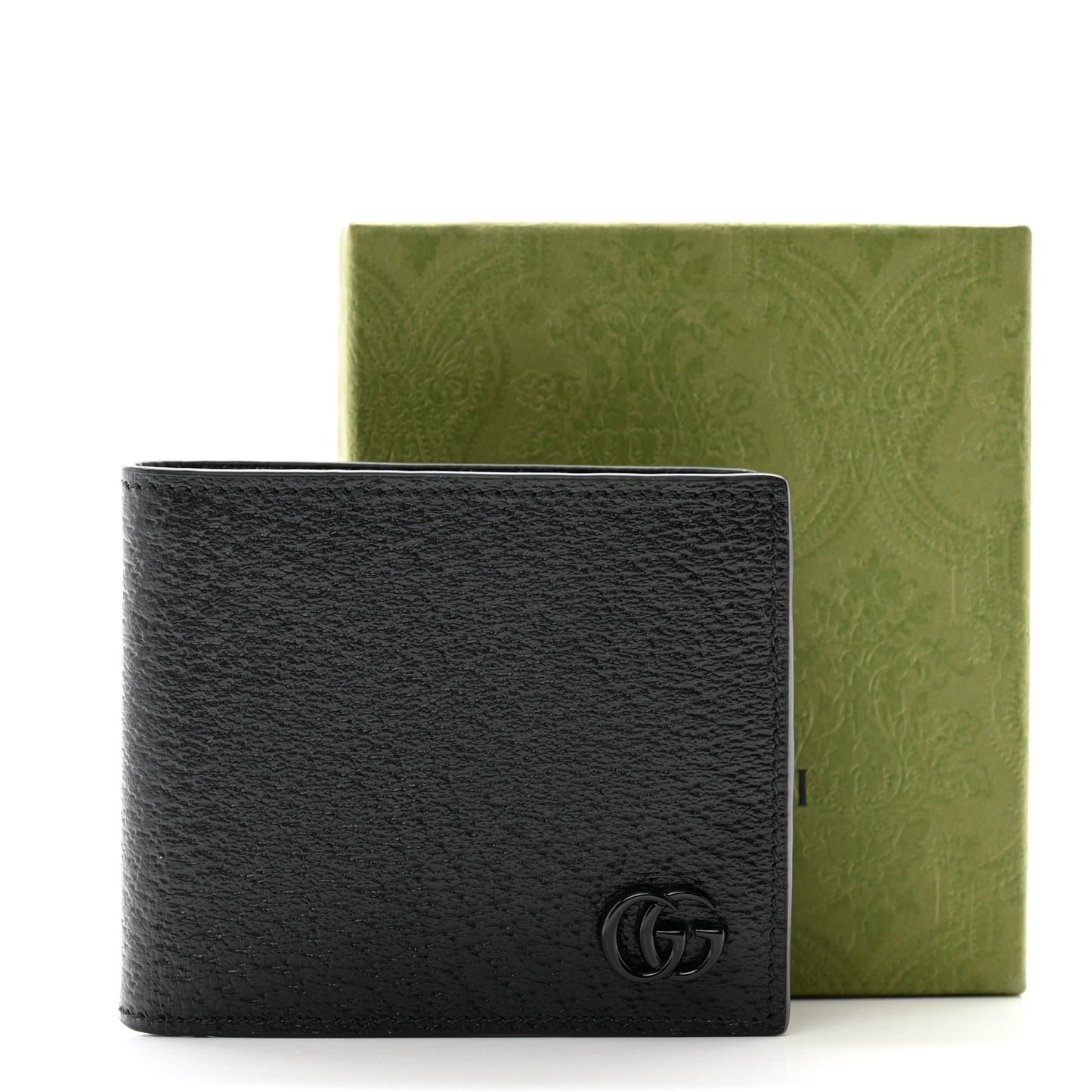 Calfskin Boar Effect Monochrome GG Marmont Bi-Fold Wallet Black