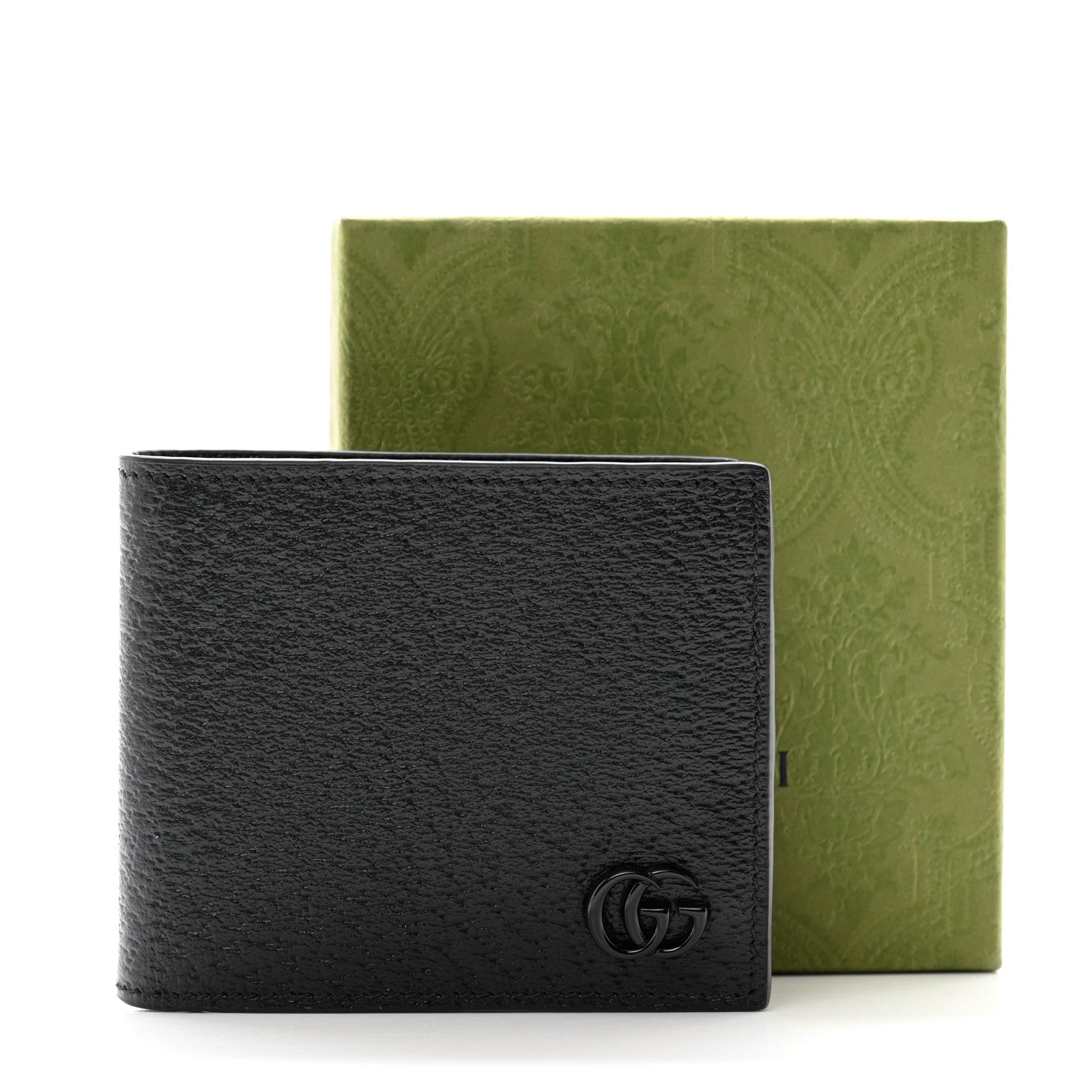 Gucci Calfskin Boar Effect Monochrome GG Marmont Bi-Fold Wallet Black 9 of 9