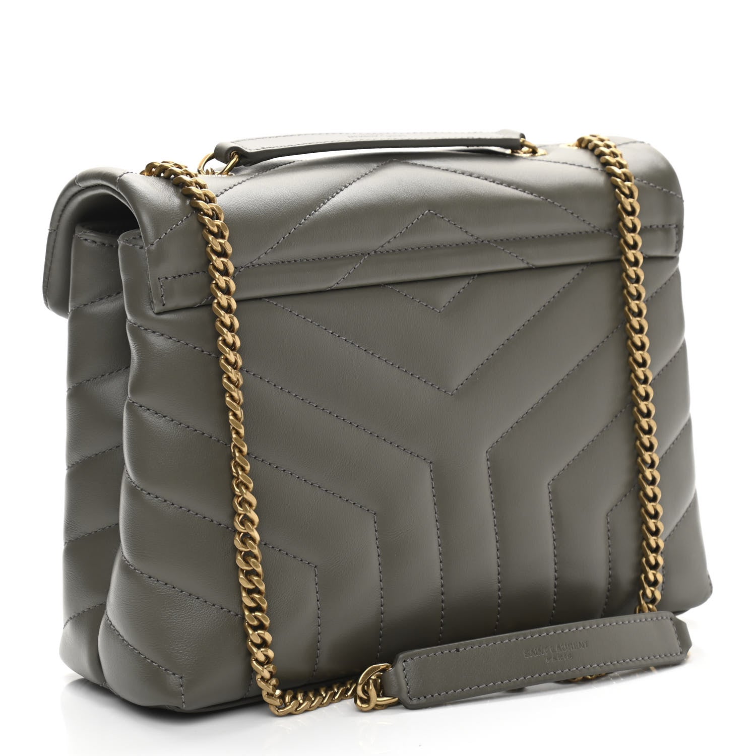 Saint Laurent Calfskin Y Quilted Monogram Small Loulou Chain Satchel Taupe 2 of 11