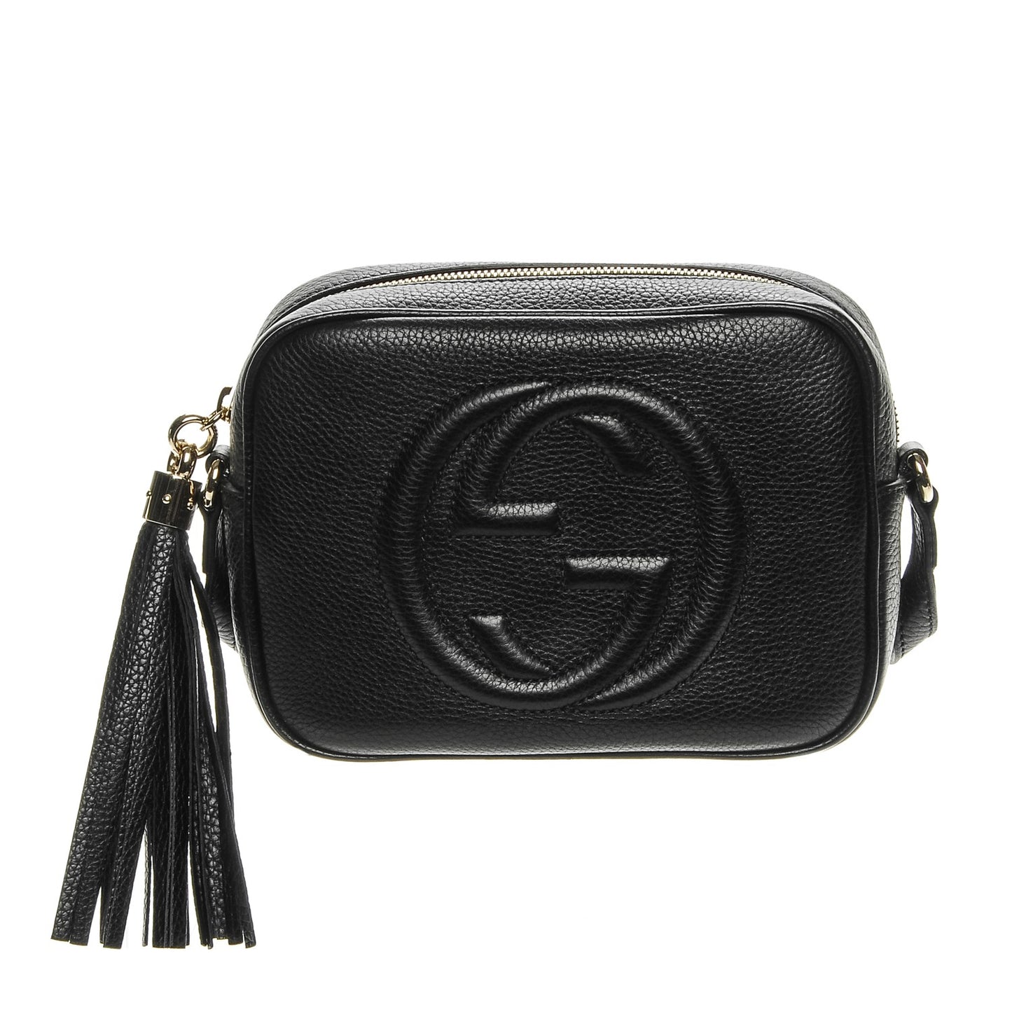 Pebbled Calfskin Small Soho Disco Bag Black