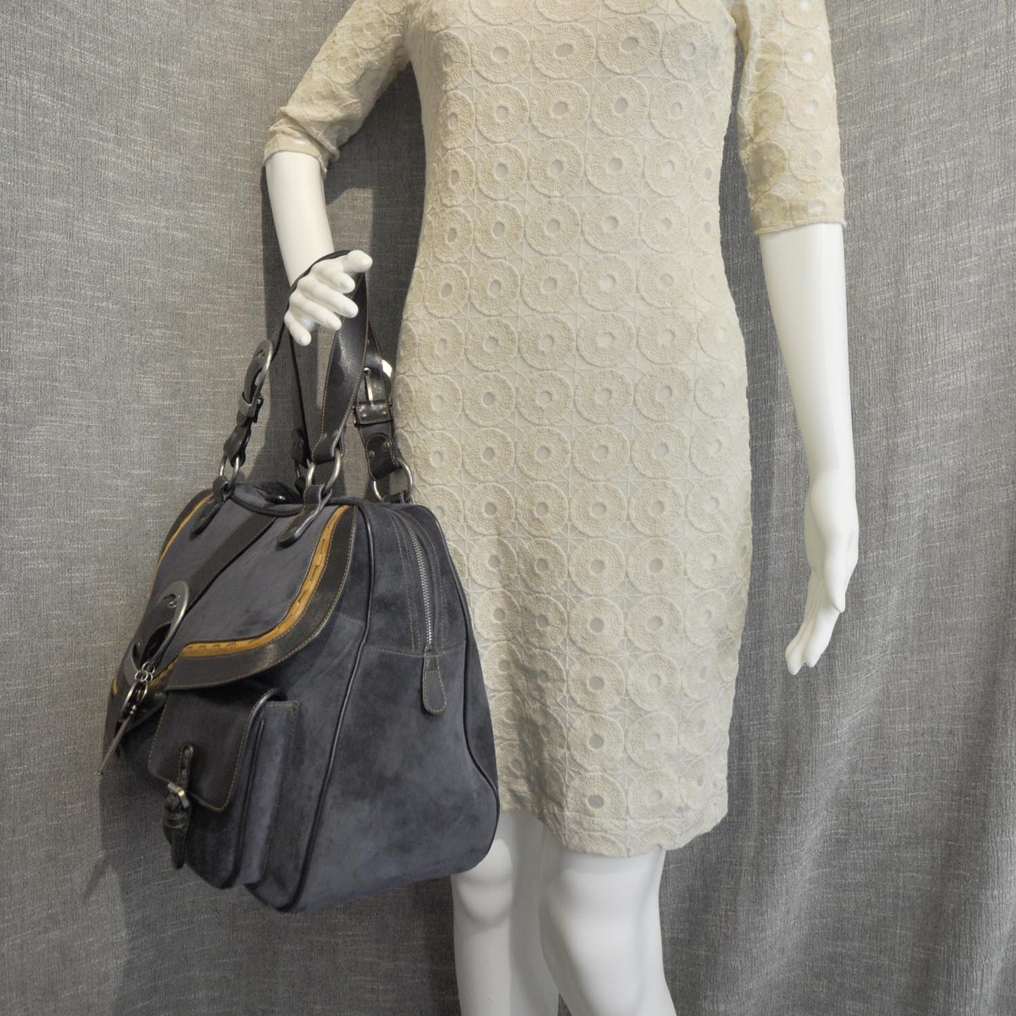 Leather Suede XL Zip Top Gaucho Blue