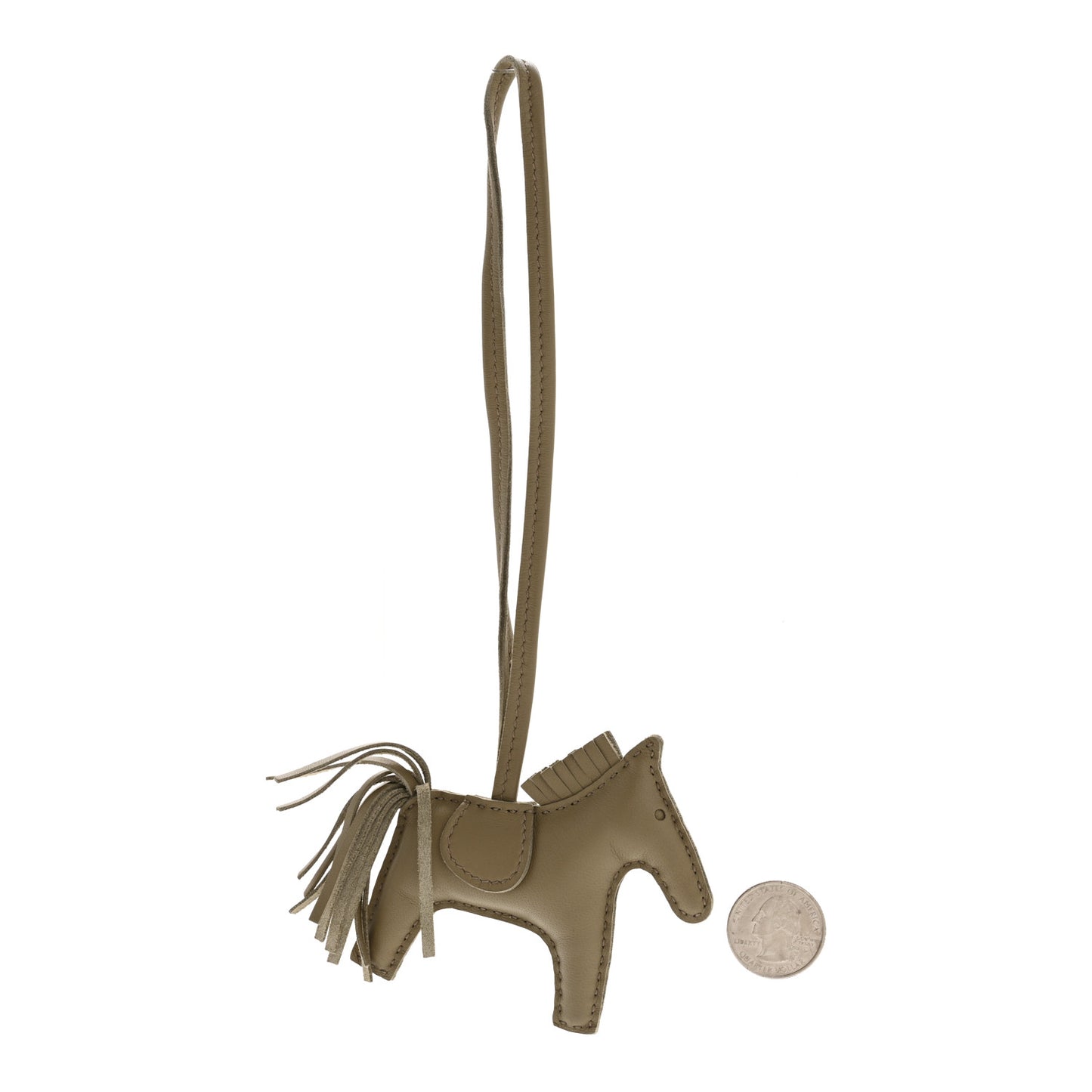 Milo Lambskin Grigri Rodeo Horse Bag Charm PM Beige Marfa