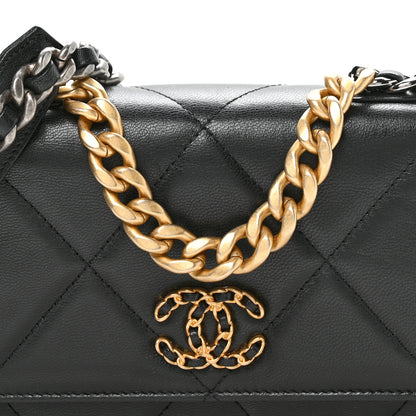 Chanel Lambskin Quilted Chanel 19 Wallet On Chain WOC Black 17 of 23