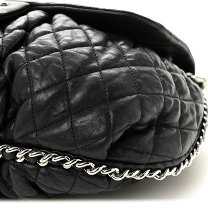 Chanel Washed Lambskin Quilted Large Chain Around Messenger Black 10 of 10