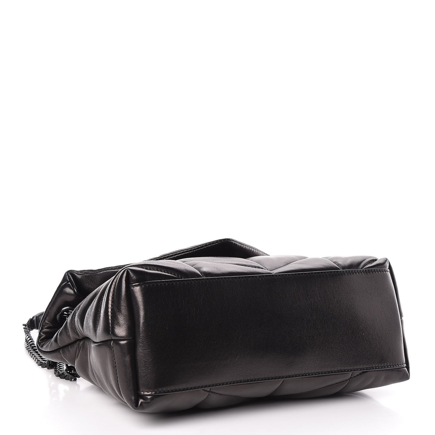 Lambskin Quilted Small Loulou Puffer Monogram Chain Satchel Black