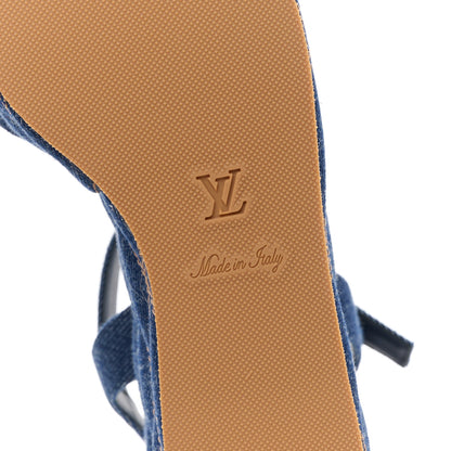 Louis Vuitton Denim Quilted Shake Flatform Sandals 37.5 Dark Blue 6 of 8
