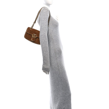 Gucci Velvet Matelasse Mini GG Marmont Shoulder Bag Taupe 3 of 10