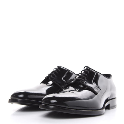 Saint Laurent Patent Calfskin Dylan 20 Lu Lace Up Oxfords 40 Black 3 of 9