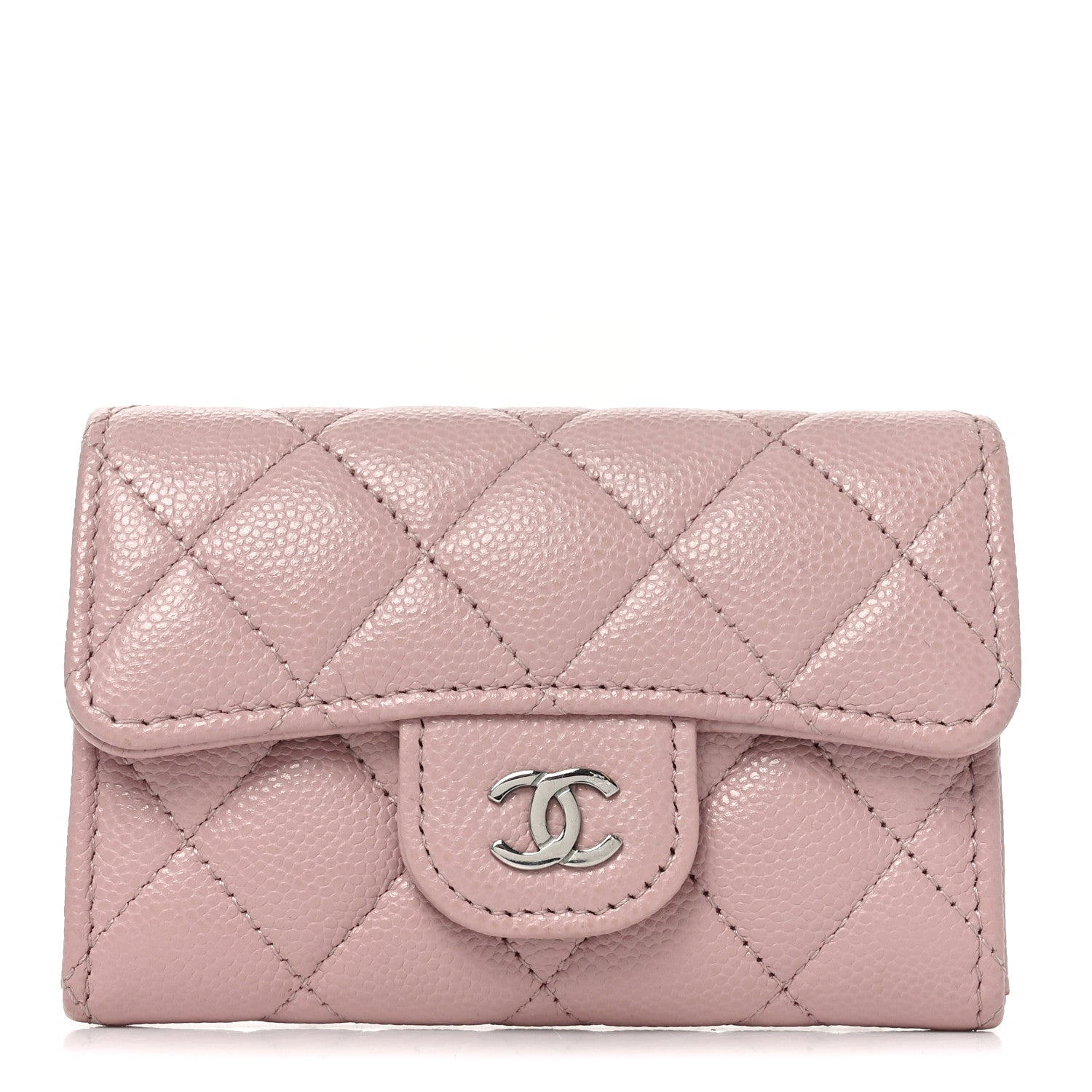 Chanel Caviar Quilted Flap Card Holder Wallet Light Pink 1 of 8
