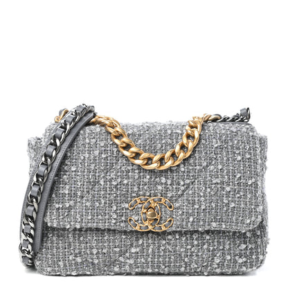 Chanel Tweed Quilted Medium Chanel 19 Flap Grey 1 of 9