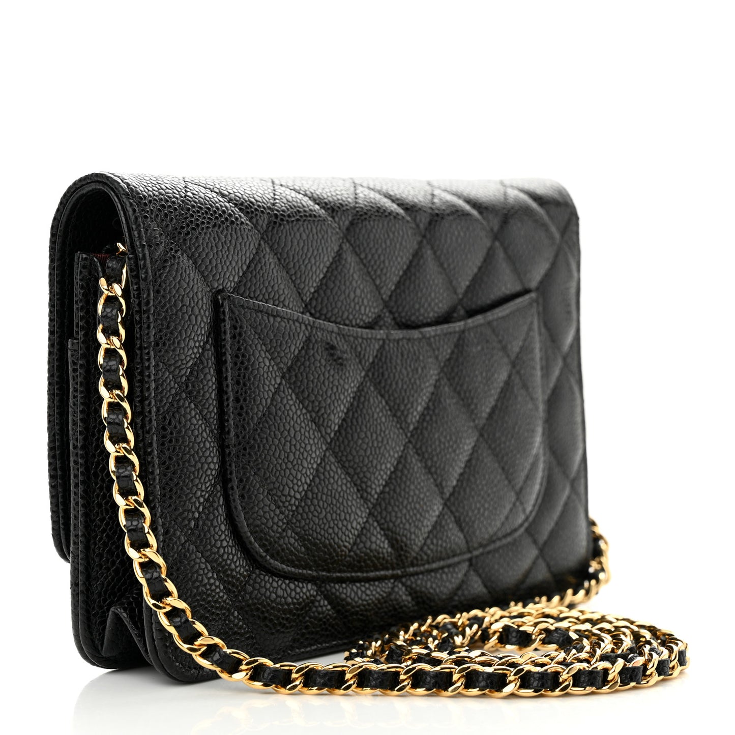 Caviar Quilted Wallet on Chain WOC Black