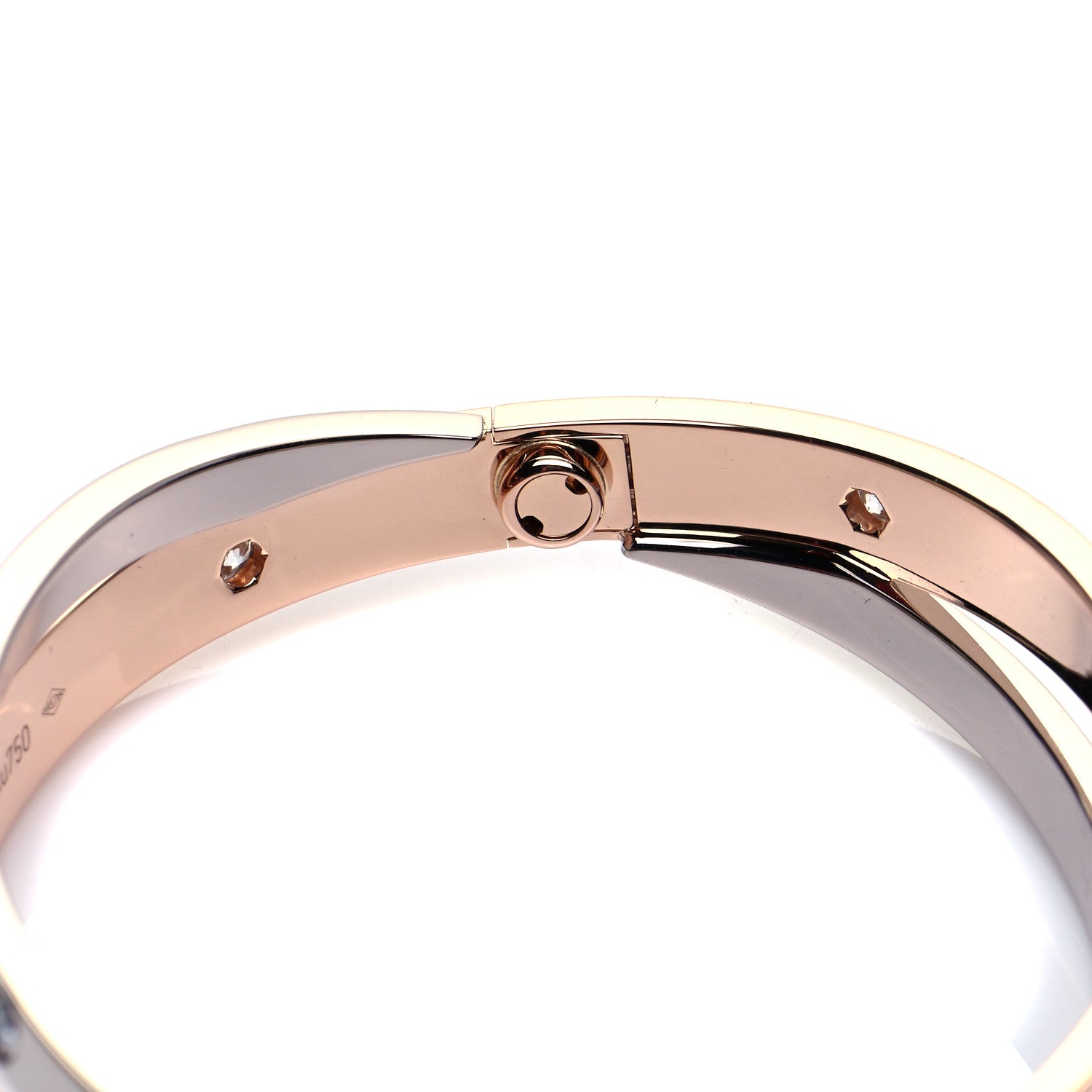 Cartier 18K Pink White Gold 12 Diamond Double LOVE Bracelet 16 6 of 9